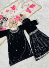 Oc 232 Viscose Velvet Embroidery Work Top With Sharara Dupatta Wholesale In India